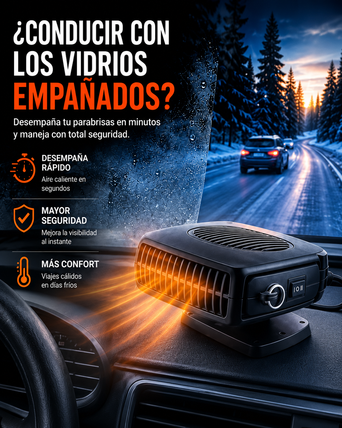 AutoHeat Clear - Mejor visibilidad o auto cálido, tú eliges cómo hacer tus mañanas más cómodas.