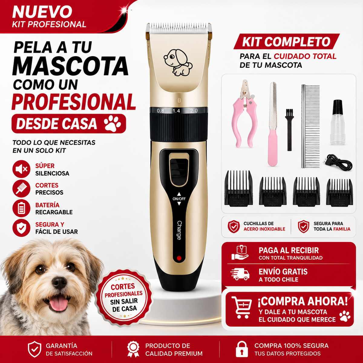 Kit Profesional Cortadora Pelo Mascota
